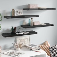 Vidaxl Floating Wall Shelves 4 Pcs High Gloss Black 31.5X9.3X1.5 Mdf