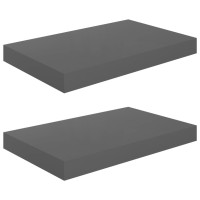 Vidaxl Floating Wall Shelves 2 Pcs High Gloss Gray 15.7X9.1X1.5 Mdf