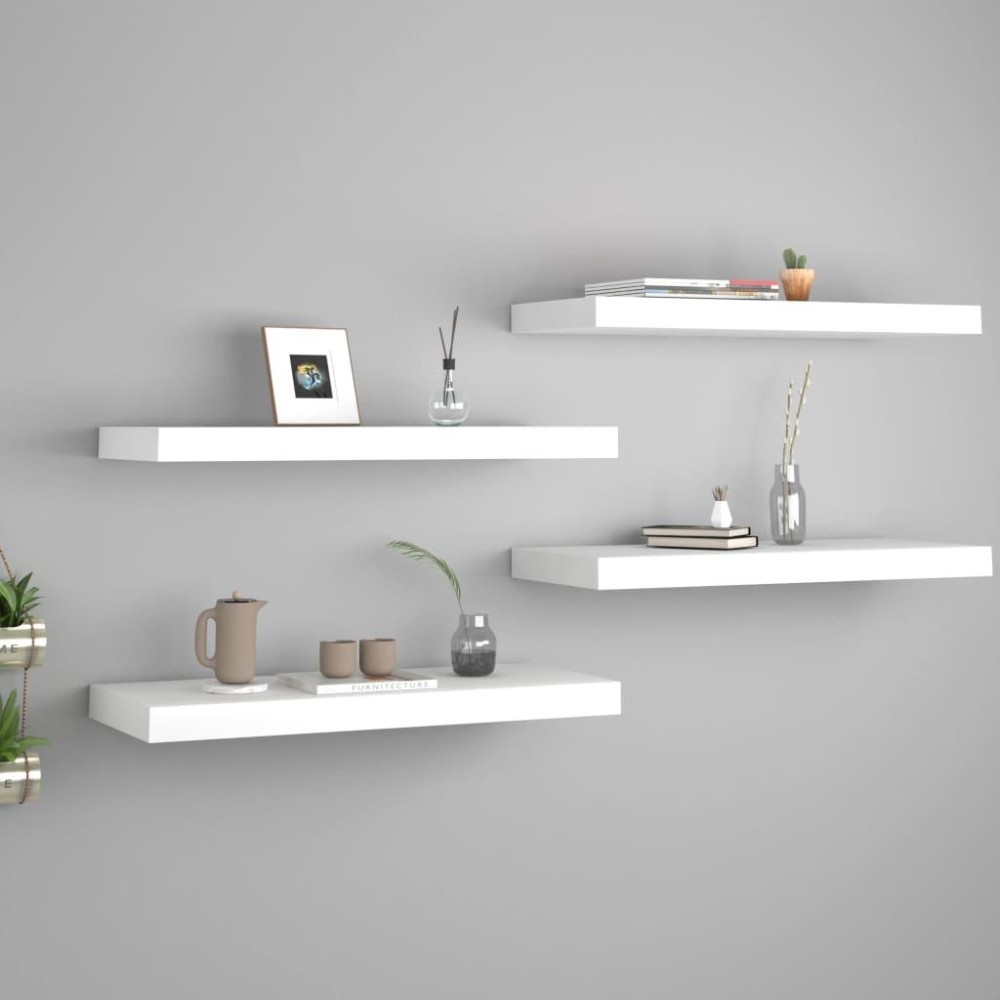 Vidaxl Floating Wall Shelves 4 Pcs White 23.6X9.3X1.5 Mdf