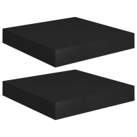 Vidaxl Floating Wall Shelves 2 Pcs Black 9.1X9.3X1.5 Mdf