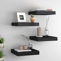 Vidaxl Floating Wall Shelves 4 Pcs Black 9.1X9.3X1.5 Mdf