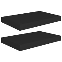 Vidaxl Floating Wall Shelves 2 Pcs Black 15.7X9.1X1.5 Mdf
