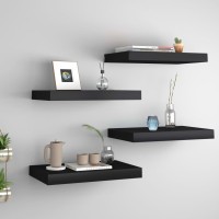 Vidaxl Floating Wall Shelves 4 Pcs Black 15.7X9.1X1.5 Mdf