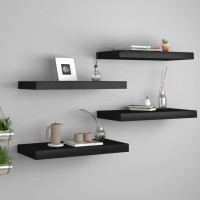 Vidaxl Floating Wall Shelves 4 Pcs Black 19.7X9.1X1.5 Mdf