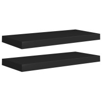 Vidaxl Floating Wall Shelves 2 Pcs Black 23.6X9.3X1.5 Mdf
