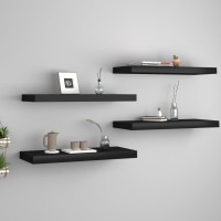Vidaxl Floating Wall Shelves 4 Pcs Black 23.6X9.3X1.5 Mdf