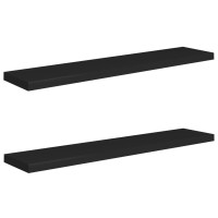 Vidaxl Floating Wall Shelves 2 Pcs Black 47.2X9.3X1.5 Mdf