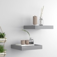 Vidaxl Floating Wall Shelves 2 Pcs Gray 9.1X9.3X1.5 Mdf