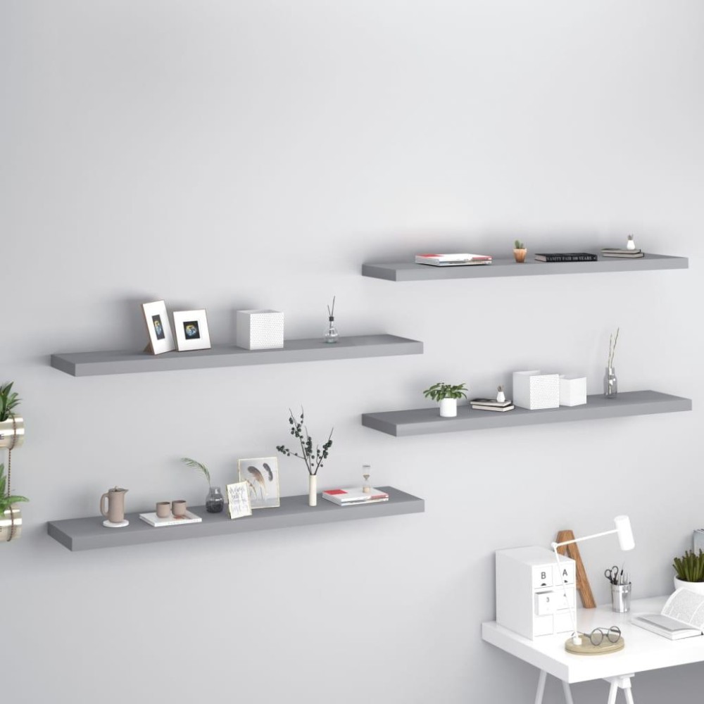 vidaXL Floating Wall Shelves 4 pcs Gray 47.2