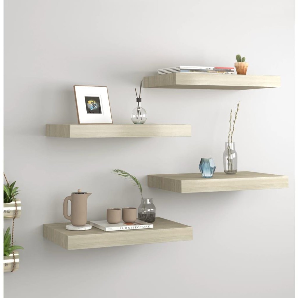 Vidaxl Floating Wall Shelves 4 Pcs Oak 15.7X9.1X1.5 Mdf