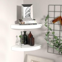 Vidaxl Floating Corner Shelves 2 Pcs High Gloss White 9.8X9.8X1.5 Mdf