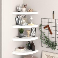 Vidaxl Floating Corner Shelves 4 Pcs High Gloss White 13.8X13.8X1.5 Mdf