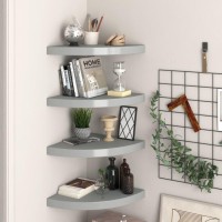 Vidaxl Floating Corner Shelves 4 Pcs Gray 13.8X13.8X1.5 Mdf