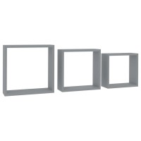 Vidaxl Wall Cube Shelves 3 Pcs Gray Mdf