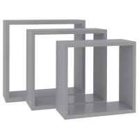 Vidaxl Wall Cube Shelves 3 Pcs Gray Mdf