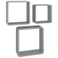 Vidaxl Wall Cube Shelves 3 Pcs Gray Mdf