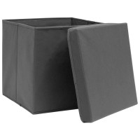 Vidaxl Storage Boxes With Covers 4 Pcs 11X11X11 Gray