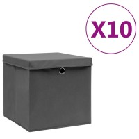 vidaXL Storage Boxes with Covers 10 pcs 11