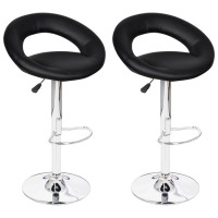 vidaXL Bar Stools 2 pcs Black Faux Leather