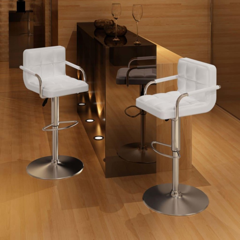 vidaXL Bar Stools 2 pcs White Faux Leather