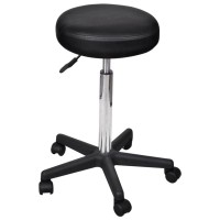 vidaXL Office Stool Black Faux Leather