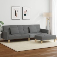 vidaXL 2-Seater Sofa Bed with Footstool Dark Gray Fabric