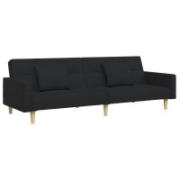 vidaXL 2-Seater Sofa Bed with Footstool Black Fabric