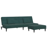 vidaXL 2-Seater Sofa Bed with Footstool Dark Green Velvet