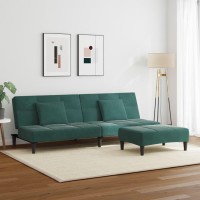 vidaXL 2-Seater Sofa Bed with Footstool Dark Green Velvet