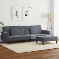 vidaXL 2-Seater Sofa Bed with Footstool Dark Gray Velvet