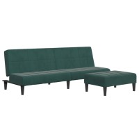 vidaXL 2-Seater Sofa Bed with Footstool Dark Green Velvet