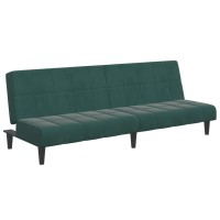 vidaXL 2-Seater Sofa Bed with Footstool Dark Green Velvet