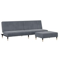 vidaXL 2-Seater Sofa Bed with Footstool Dark Gray Velvet