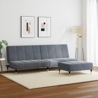 vidaXL 2-Seater Sofa Bed with Footstool Dark Gray Velvet