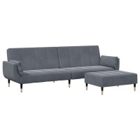 vidaXL 2-Seater Sofa Bed with Footstool Dark Gray Velvet