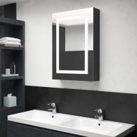 vidaXL LED Bathroom Mirror Cabinet Shining Black 19.7