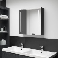 vidaXL LED Bathroom Mirror Cabinet Shining Black 24.4