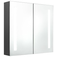 vidaXL LED Bathroom Mirror Cabinet Gray 24.4