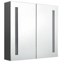 vidaXL LED Bathroom Mirror Cabinet Gray 24.4