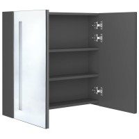 vidaXL LED Bathroom Mirror Cabinet Gray 24.4