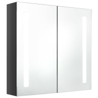 vidaXL LED Bathroom Mirror Cabinet Shining Gray 24.4