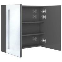 vidaXL LED Bathroom Mirror Cabinet Shining Gray 24.4