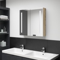 Vidaxl Led Bathroom Mirror Cabinet White And Oak 24.4X5.5X23.6
