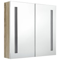 Vidaxl Led Bathroom Mirror Cabinet White And Oak 24.4X5.5X23.6
