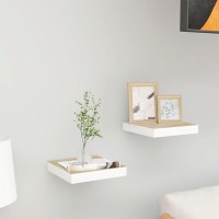 Vidaxl Floating Wall Shelves 2 Pcs Oak And White 9.1X9.3X1.5 Mdf