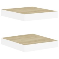 Vidaxl Floating Wall Shelves 2 Pcs Oak And White 9.1X9.3X1.5 Mdf