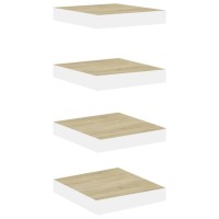 Vidaxl Floating Wall Shelves 4 Pcs Oak And White 9.1X9.3X1.5 Mdf