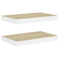 Vidaxl Floating Wall Shelves 2 Pcs Oak And White 15.7X9.1X1.5 Mdf