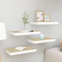 Vidaxl Floating Wall Shelves 4 Pcs Oak And White 15.7X9.1X1.5 Mdf