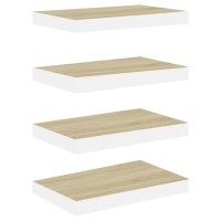 Vidaxl Floating Wall Shelves 4 Pcs Oak And White 15.7X9.1X1.5 Mdf